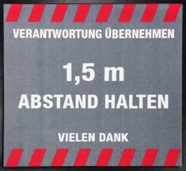 Hinweismatte -Abstand halten- 90 x 90 cm in grau